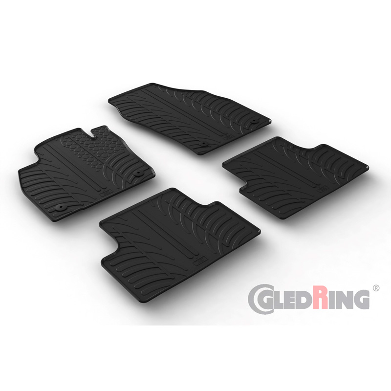 Rubber car mats set  Volkswagen T-Cross 3/2019- (T profile 4-pieces + mounting clips)