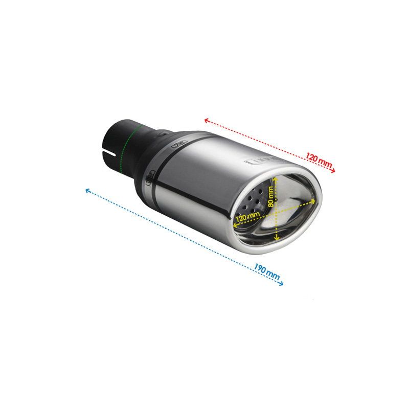 Ulter Sport Exhaust finisher - Oval 120x80mm - Length 120mm - Installation ->50mm - Inox