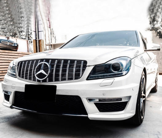 Grill passend voor Mercedes C-klasse W204 S204 GT Look Panamericanan Chroom Zwart