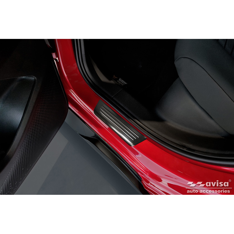 Black Inox door sill protectors  Volkswagen ID.3 2020-2023 & FL 2023- / Cupra Born 2021- / MG 4 2022- / MG HS II 2024- 'Lines' - 4-pieces