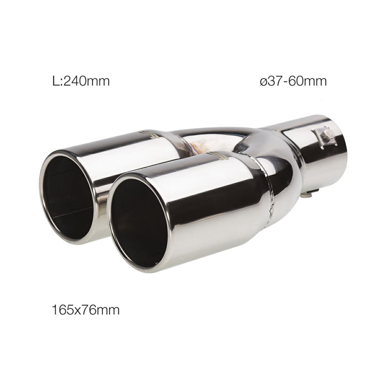 Simoni Racing Exhaust Tip Double Round Inox - Ø76xL230mm - Installation ->61mm