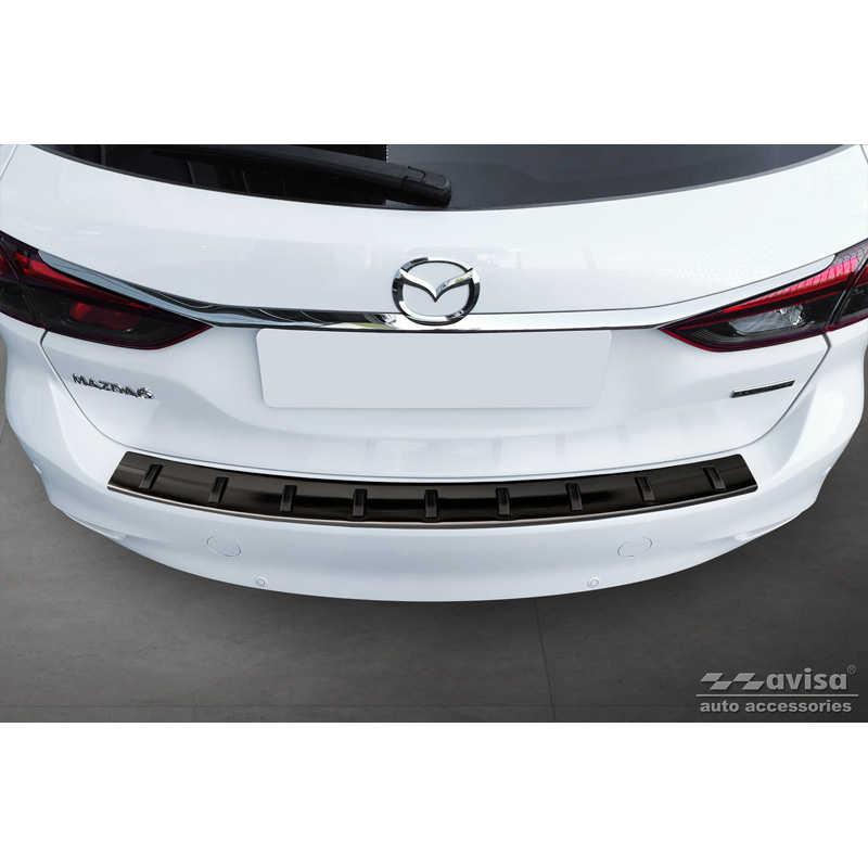 Black Stainless Steel Rear bumper protector  Mazda 6 III (GJ) Combi 2012- 'STRONG EDITION'