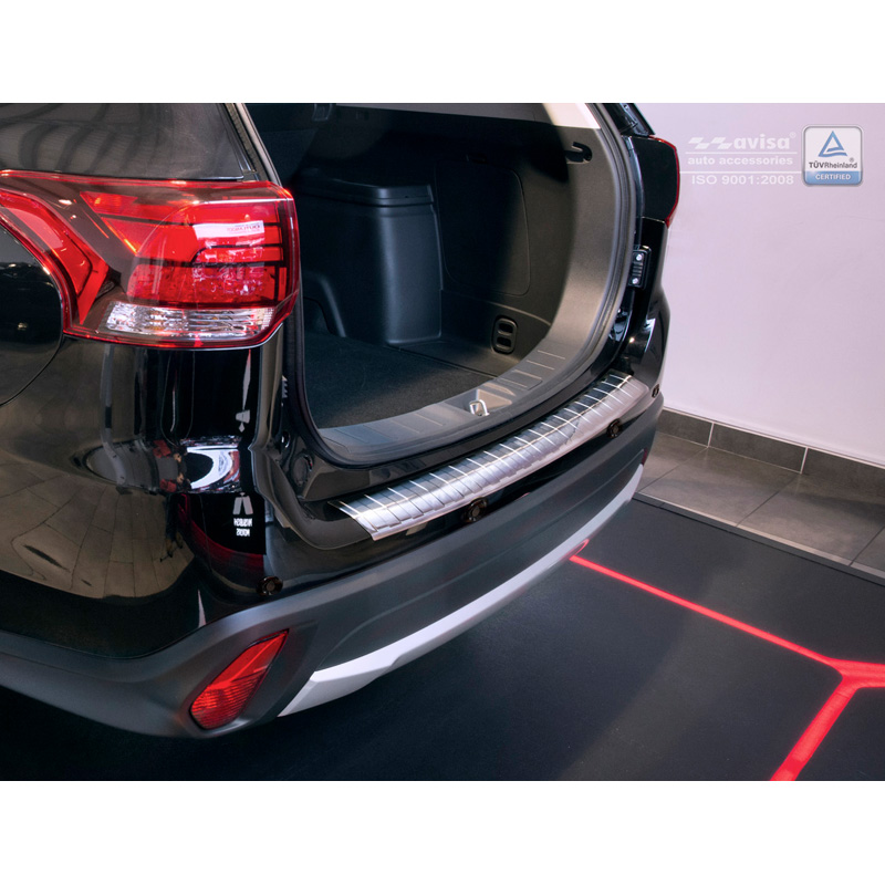 Stainless Steel Rear bumper protector  Mitsubishi Outlander III Facelift 2015- 'Ribs' (with PDC cut out)