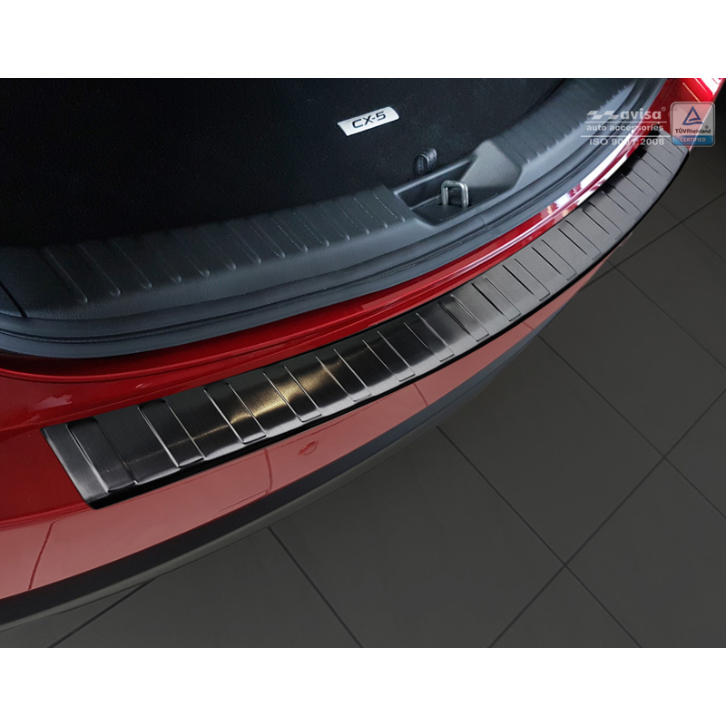 Black Stainless Steel Rear bumper protector  Mazda CX5 II 2017- incl. Facelift 'Ribs'