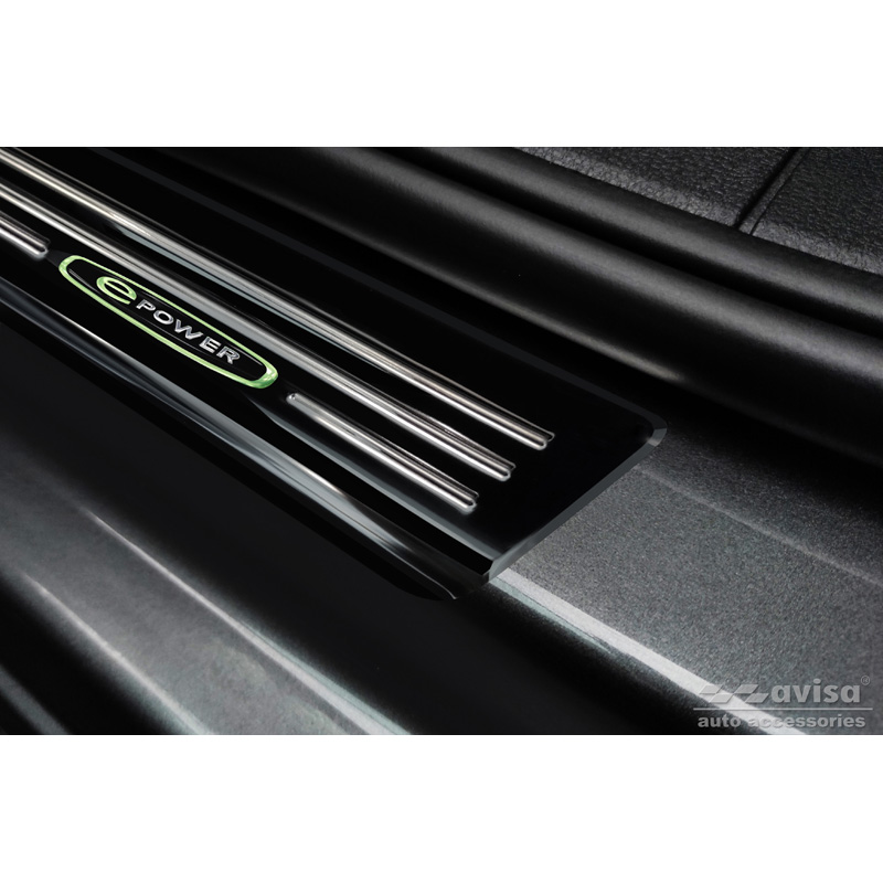 Mirror Black Inox door sill protectors  Volkswagen Caddy V 2020- 'E-Power' - 2-pieces