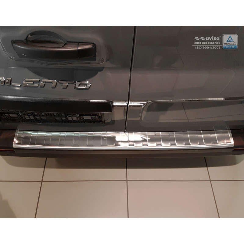 Stainless Steel Rear bumper protector  Opel Vivaro 2014-2019 & Renault Trafic 2014-2019 & FL  2019- / Fiat Talento 2016- / Nissan NV300 2016-2019 & FL 2019-2021 & FL 2021- 'Ribs' (Long 118cm)