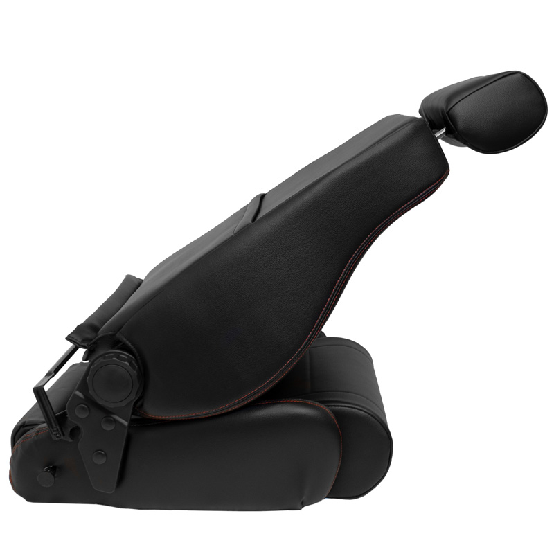 Sport seat 'Retro II' - Black Synthetic leather + Red stitching - Dual-side reclinable back-rest - incl. slides