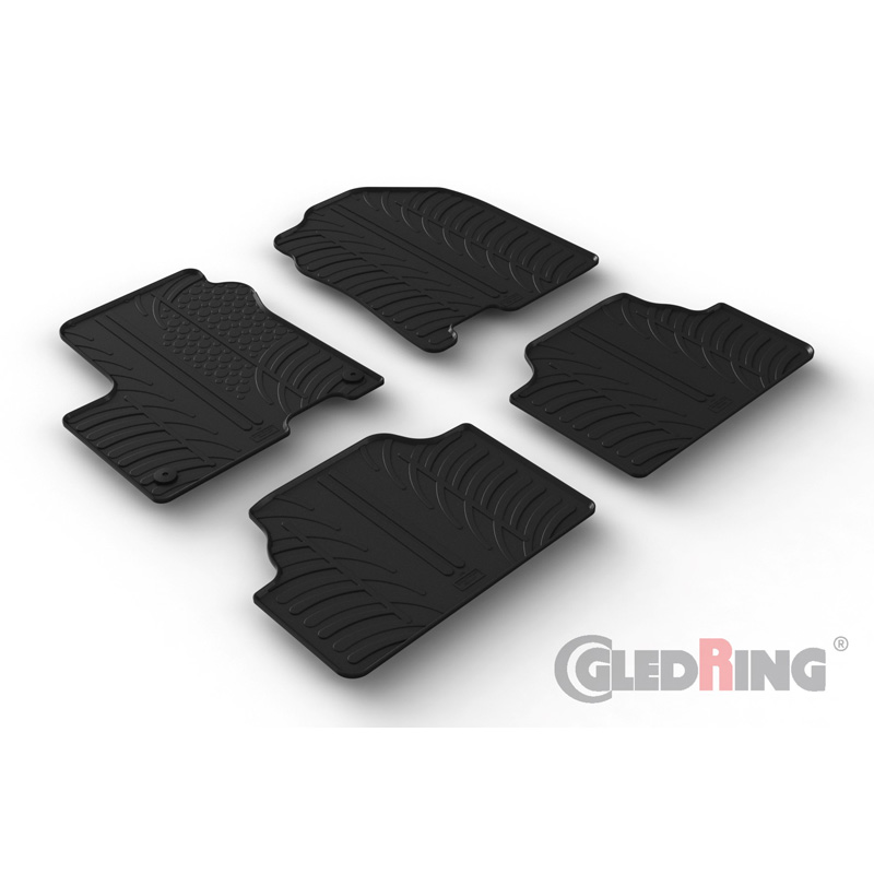 Rubber car mats set  Hyundai Kona EV 4/2018- (T profile 4-pieces + mounting clips)