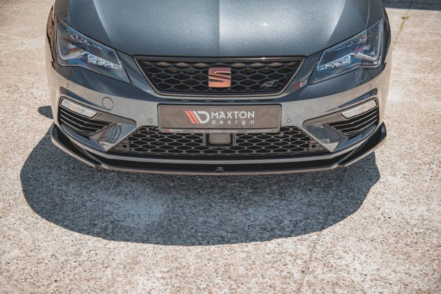 Voorspoiler passend voor Seat Leon FR 5F Maxton Design glans zwart V.5
