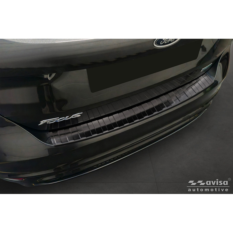 Black Stainless Steel Rear bumper protector  Ford Focus III HB Facelift 2014-2018 & Fiësta 2017-2023 'Ribs'