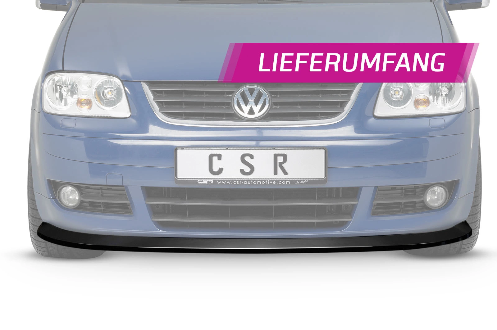 Voorspoiler passend voor VW Touran I (Typ 1T) Glans Zwart – 2003–2006