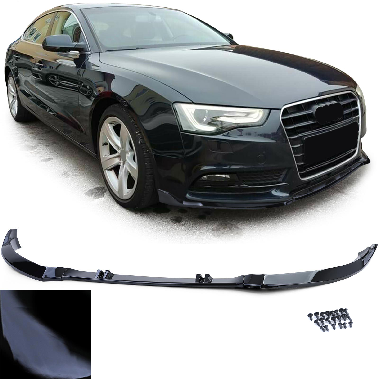 Voorspoiler passend voor Audi A5 8T/8F 11-17 Glans Zwart