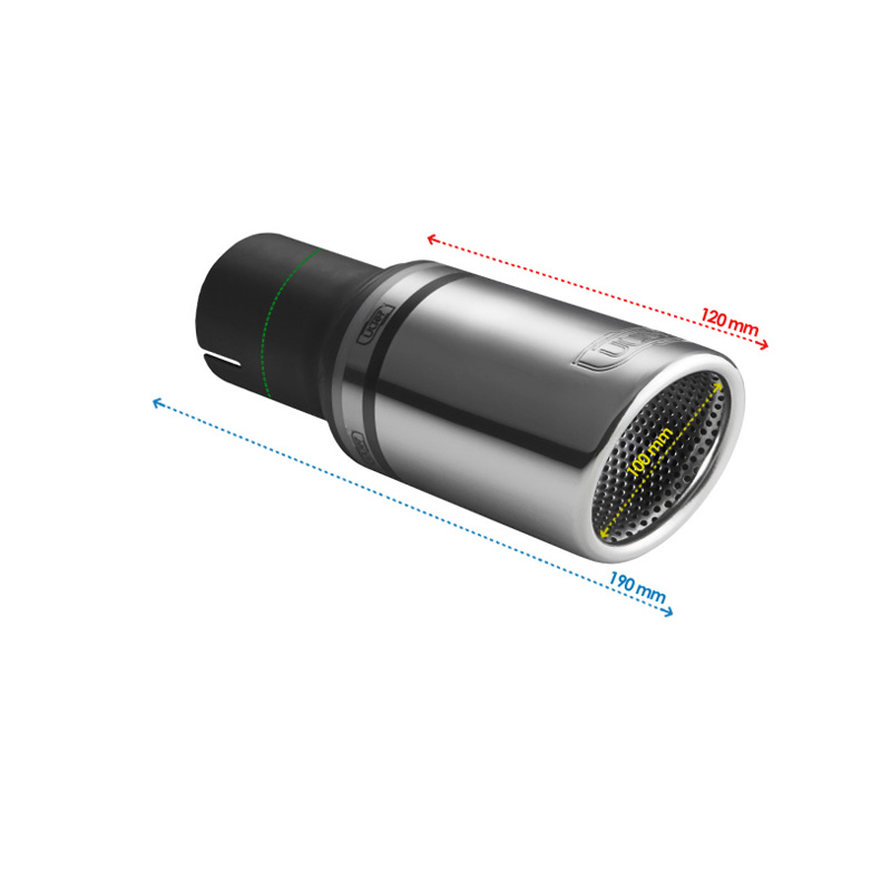 Ulter Sport Exhaust finisher - Round Ø100mm RS - Length 120mm - Installation ->50mm - Inox