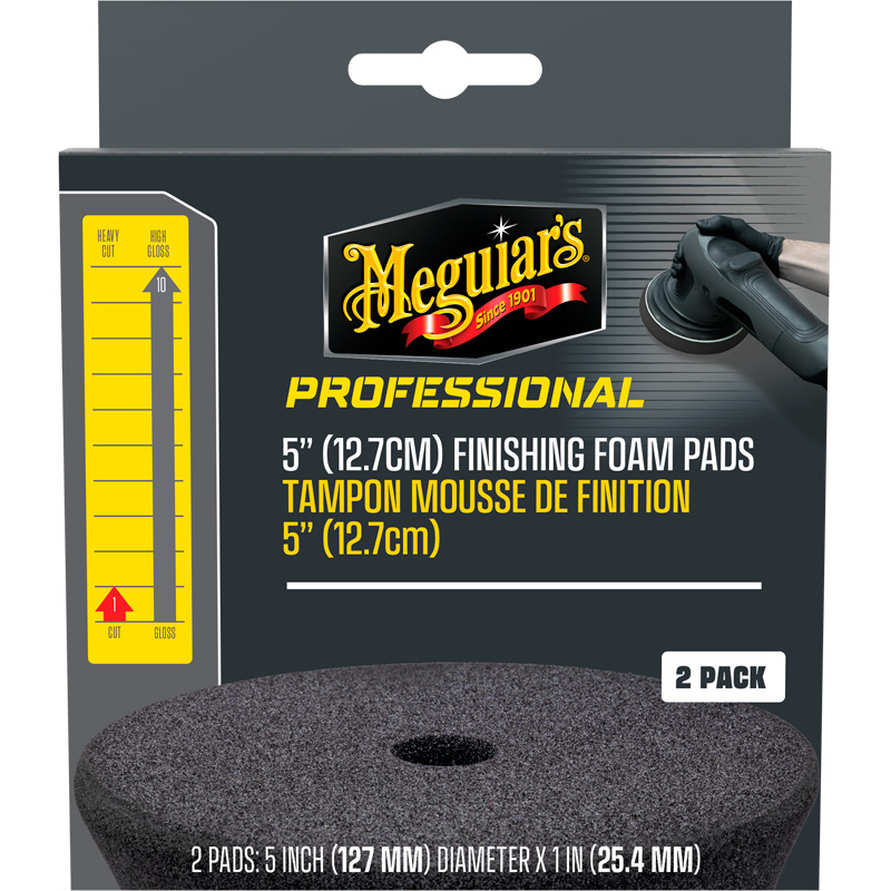 Meguiar's Professional Foam Finishing Pads – 5'' diameter x 1'' (127 mm x 25.4 mm) – Black – Set of 2