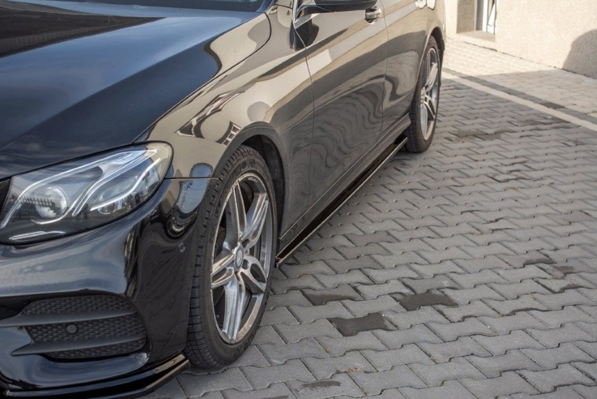 Zijskirts passend voor Mercedes E43 AMG/AMG-Line W213 Maxton Design glans zwart