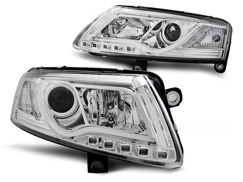 Headlights Audi A6 4F 04-08 Tube Light LED chome