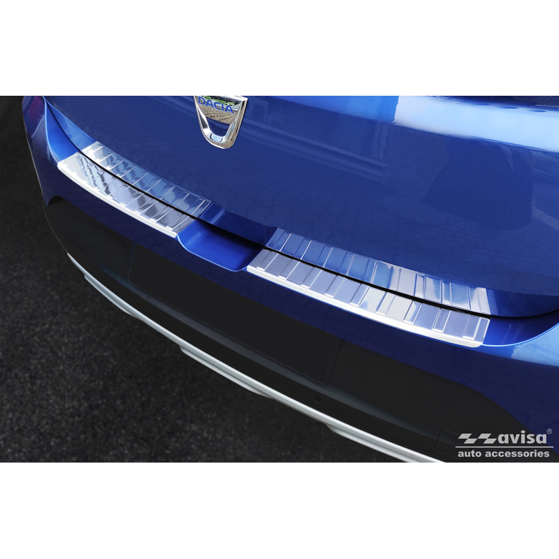 Stainless Steel Rear bumper protector  Dacia Sandero III 2020-2022 & Facelift 2022- incl. Stepway 'Ribs' (2-pieces)