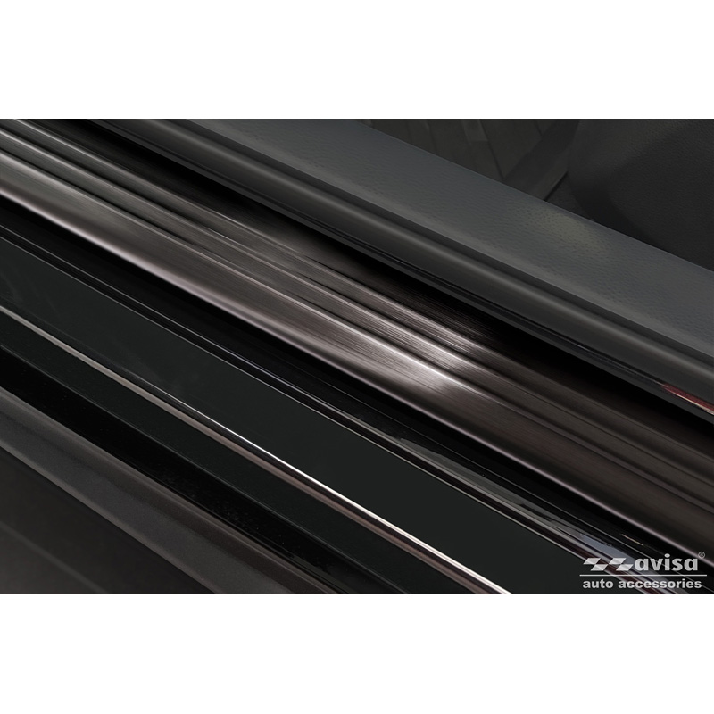 Black Inox door sill protectors  Honda Civic XI 2022- 'Lines' - 4-pieces