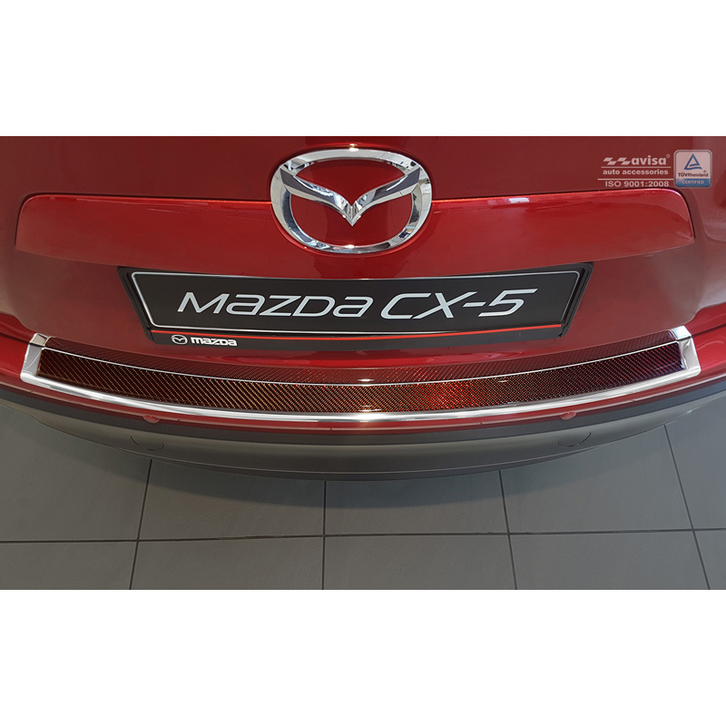 Stainless Steel Rear bumper protector 'Deluxe'  Mazda CX-5 2014- Chrome/Red-Black Carbon