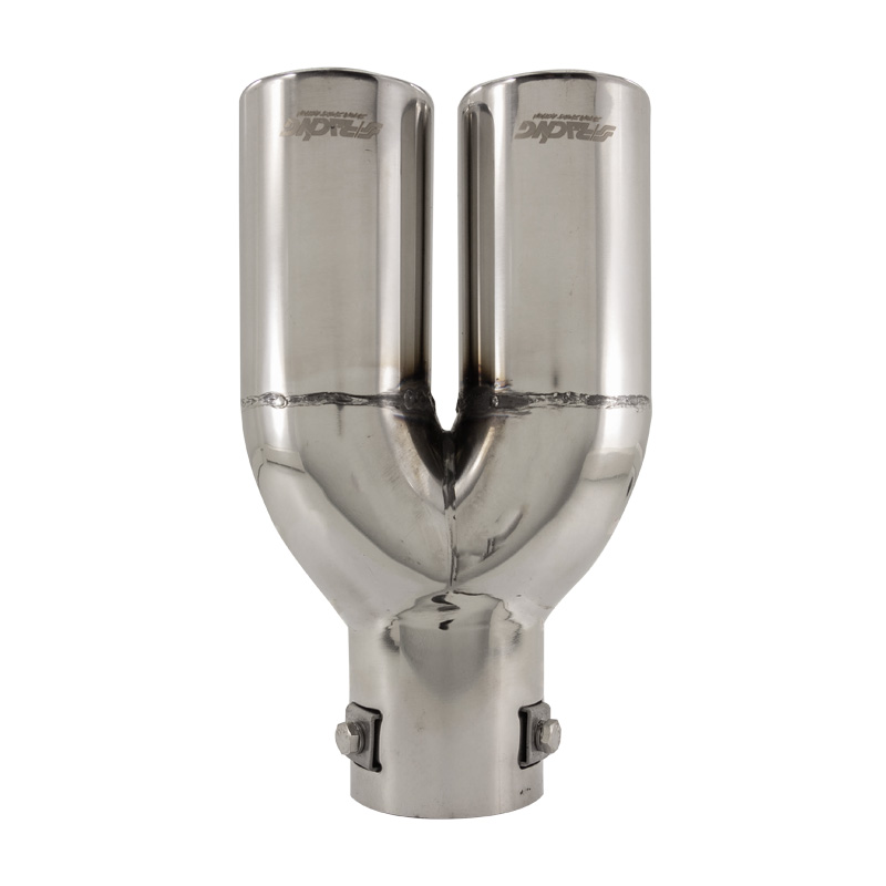 Simoni Racing Exhaust Tip Double Round Inox - Ø63xL220mm - Installation ->60mm