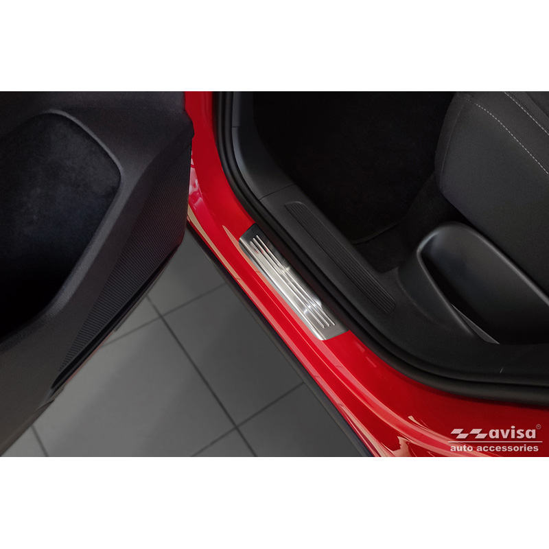 Inox door sill protectors  Volkswagen Tiguan II 2016-2020 & FL 2020- incl. Allspace 2017-2020 & FL 2020-2024 - 'Lines' - 4-pieces