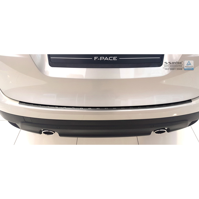 Black Stainless Steel Rear bumper protector  Jaguar F-Pace 2016-2020 & FL 2020- 'Ribs'