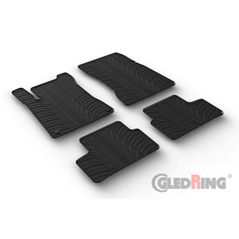 Rubber car mats set  Mercedes CLA (C118) Sedan & (X118) Shooting Brake 2/2019- (T profile 4-pieces + mounting clips)