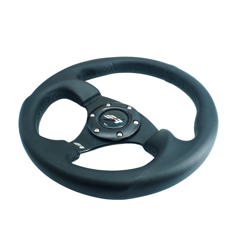 Simoni Racing Universal Steering Wheel 'Rolle' - Black Ecoleather - Diameter 300mm