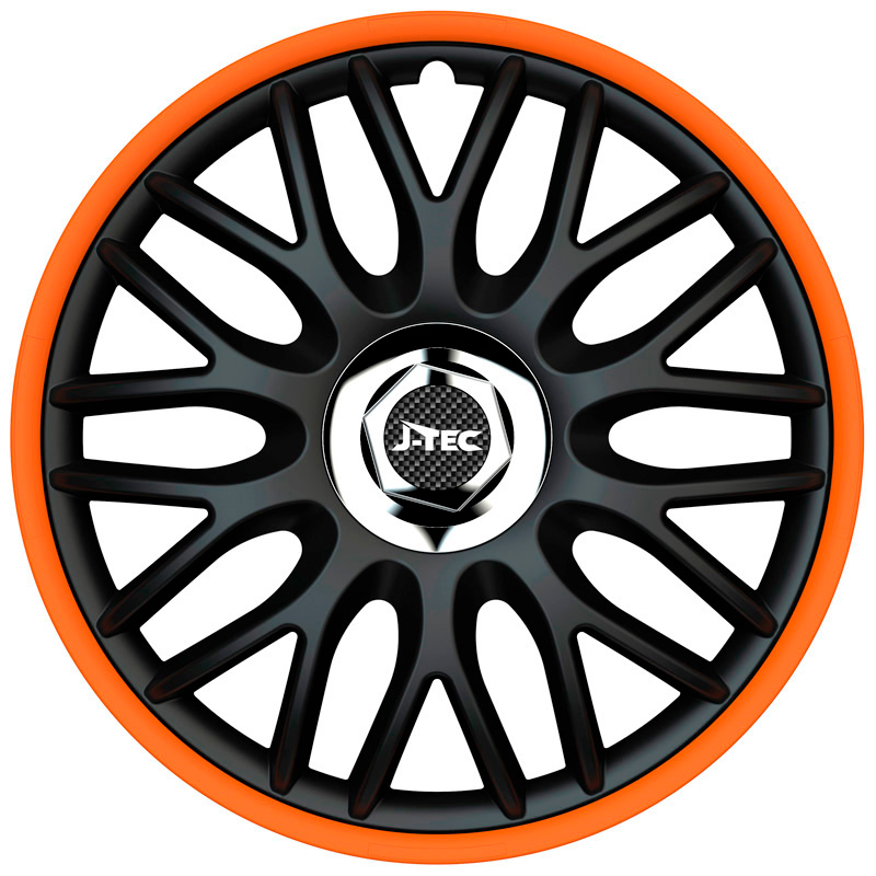 Set J-Tec wheel covers Orden R 15-inch black/orange + chrome ring