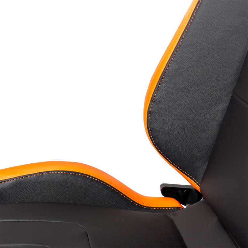 Sport seat 'RS6-II' - Matt-Black/Orange Synthetic leather - Dual-side reclinable back-rest - incl. slides