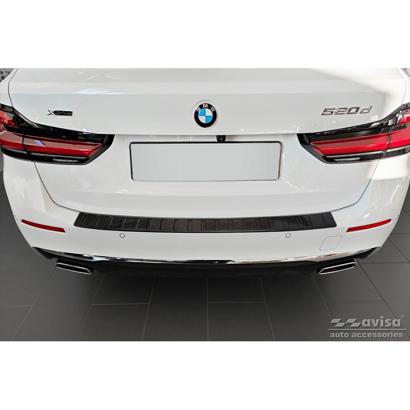 Real 3D Carbon Rear bumper protector  BMW 5-Series Touring G31 FL 2020-2024 'Ribs'