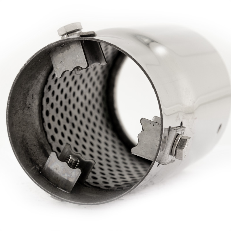 Simoni Racing Exhaust Tip Round/Slanting Inox - Ø76xL128mm - Installation ->68mm