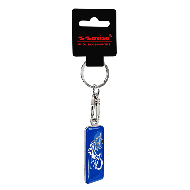 Stainless steel key chain - 'Moto' Blue