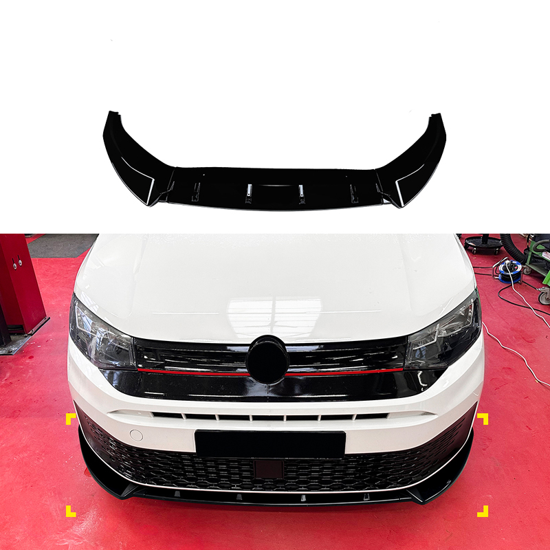 Front spoiler lip  Volkswagen Caddy V 2020- (Glossy Black ABS)