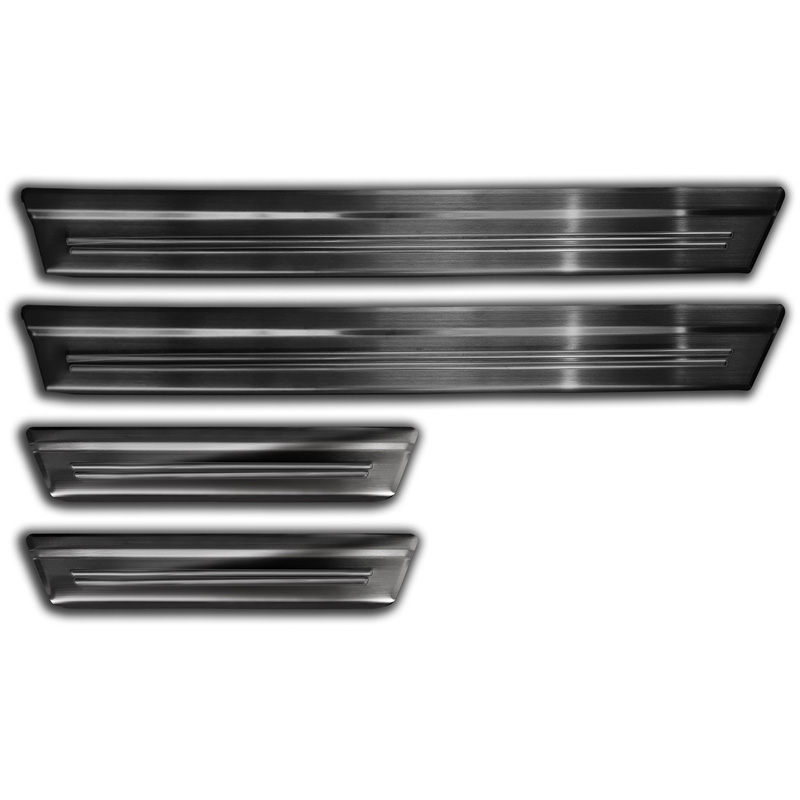 Avisa Black Stainless Steel Door sill protectors  Jaecoo J7 2024- - 'Lines' - 4-pieces