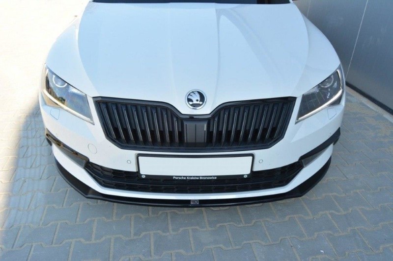 Voorspoiler passend voor Skoda Superb 3 Maxton Design glans zwart V.2