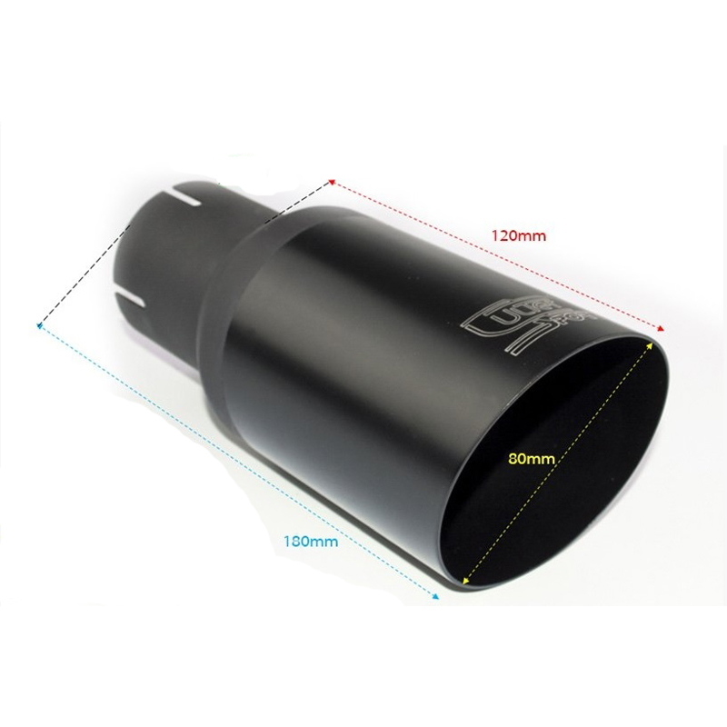Ulter Sport Exhaust finisher - Round Ø80mm Slanted - Length 180mm - Installation ->55mm - Black Inox