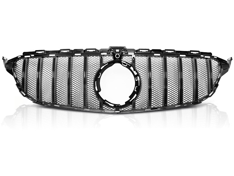 Grill passend voor Mercedes W205 Facelift 18-.. Zwart GT Look Camera