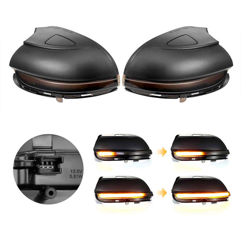 Set LED Side-Mirror Indicators  Volkswagen Jetta VI 2011- & Eos 2009- & Passat 3C 2011-2014 & CC 2008- & Beetle 2011- & Scirocco 2008- - Smoke - incl. Dynamic Running Light