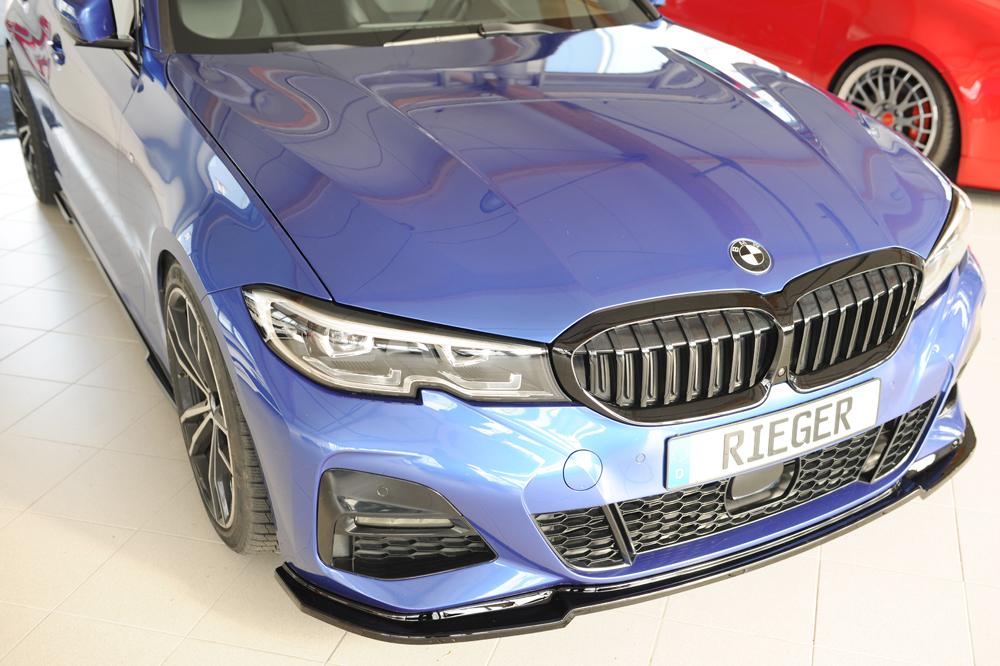 Voorspoiler passend voor BMW 3 Serie G20 Rieger Glans Zwart