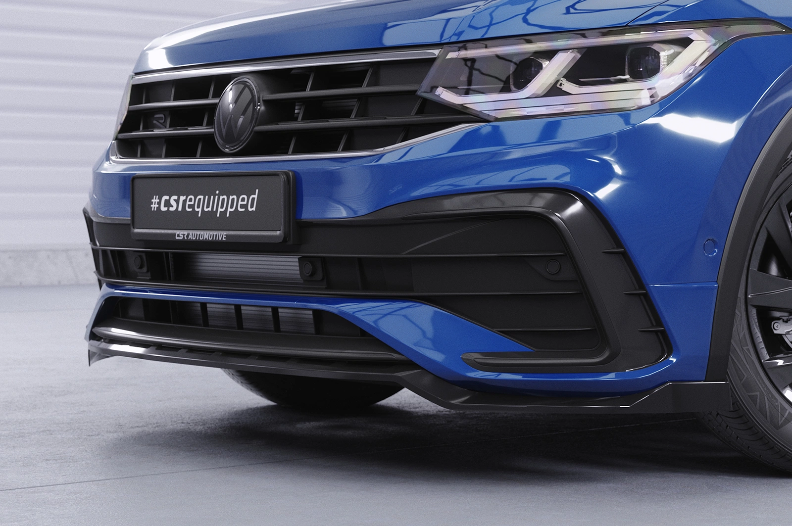 Voorspoiler passend voor VW Tiguan II (Typ AD1) R-Line 09/2020–heden (Facelift) – CSR Automotive – Glans Zwart