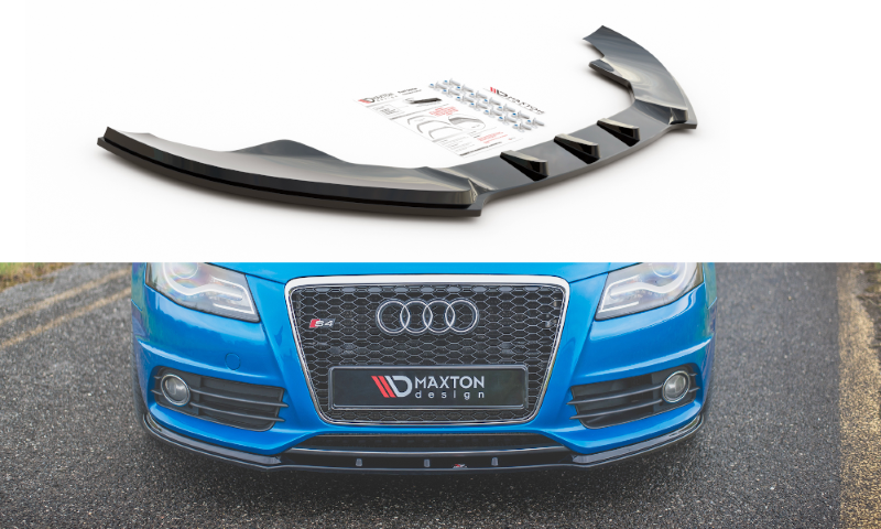 Voorspoiler passend voor Audi S4 / A4 S-Line B8 Glanzend Zwart