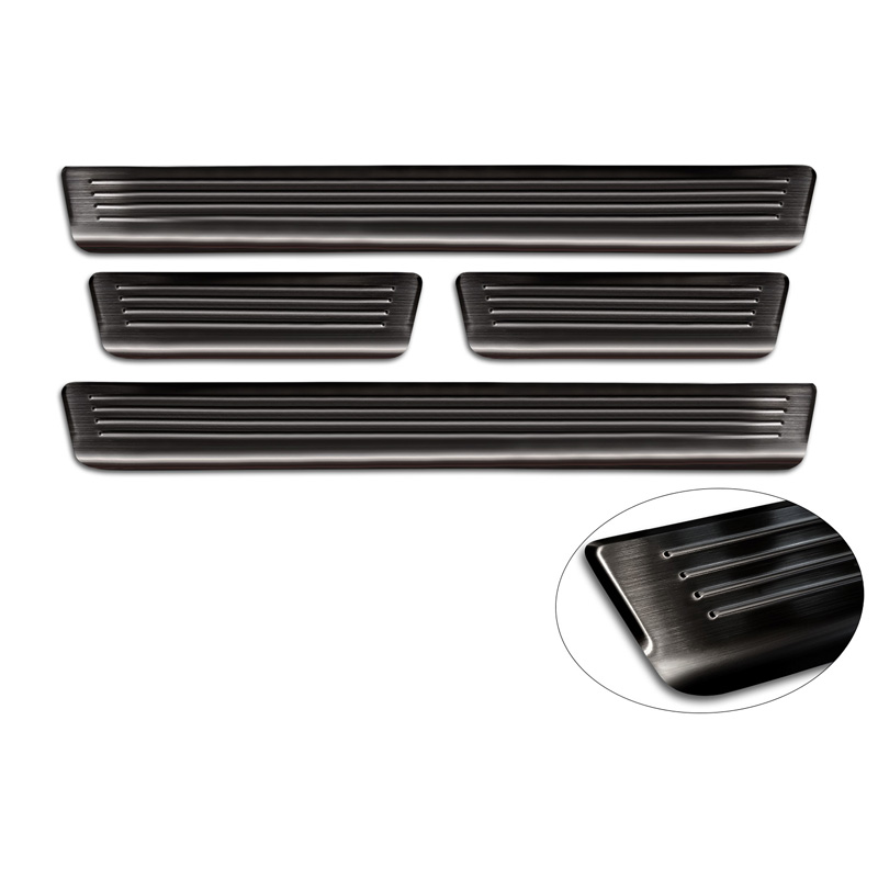 Black Inox door sill protectors  Skoda Octavia IV Sedan/Kombi 2020-2024 & FL 2024- 'Lines' - 4-pieces