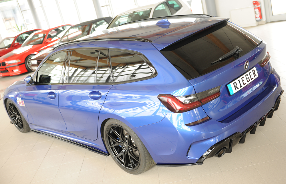 Diffuser passend voor BMW 3 Serie G20 Rieger Glans Zwart met Trekhaak