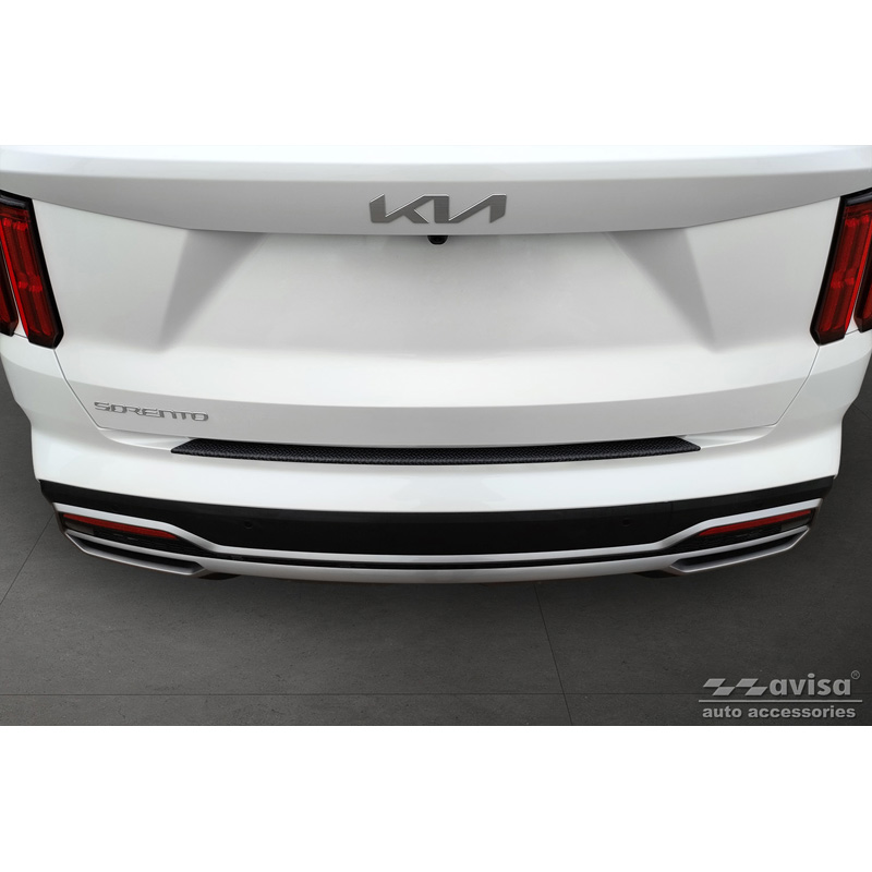 Matt Black Aluminum Rear bumper protector  Kia Sorento IV 2020- 'Riffled Plate'