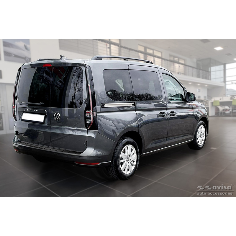 Black Stainless Steel Rear bumper protector  Volkswagen Caddy V Cargo & Combi 2020- 'STRONG EDITION'