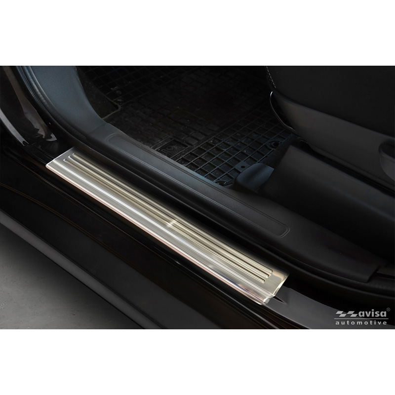 Avisa Inox door sill protectors  Mitsubishi Outlander III 2012-2020 incl. PHEV & Facelift - 'Lines' - 4-pieces