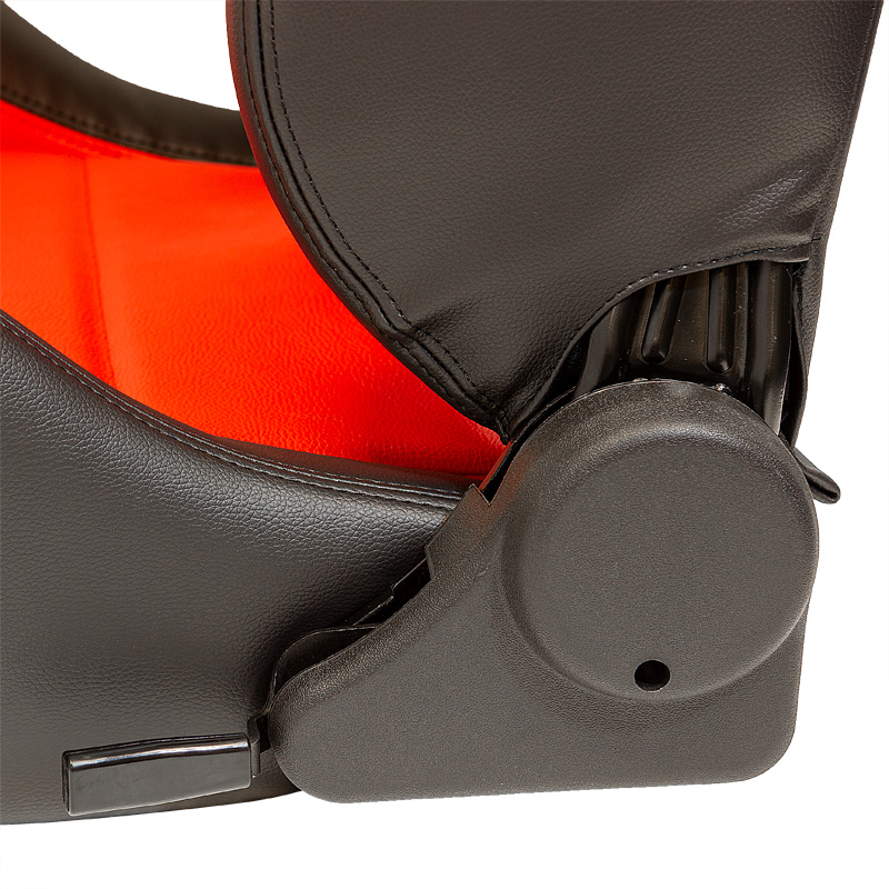 Sport seat 'Eco' - Black/Red Synthetic leather - Left-side reclinable back-rest - incl. slides