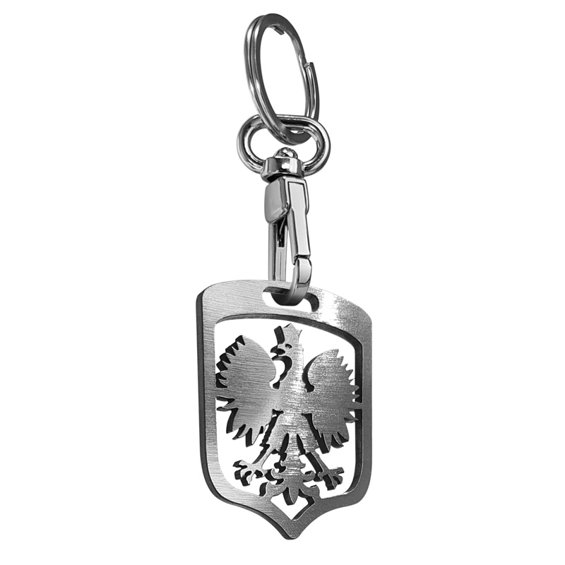 Stainless steel key chain - 'Poland' (Silver/Graphite)