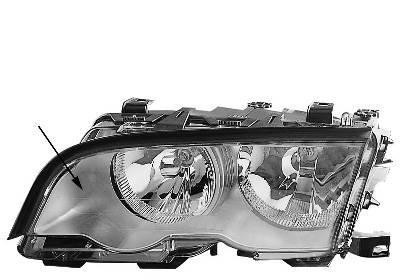 koplamp, Bosch, H7+H7, incl stelmotor, zilver huis, rechts BMW 3